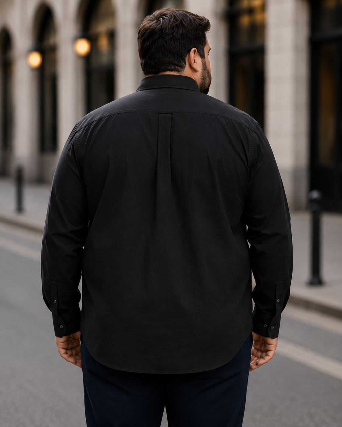 Ανδρικό μαύρο πουκάμισο με γιακά Plus Size CA2529M φωτογραφία